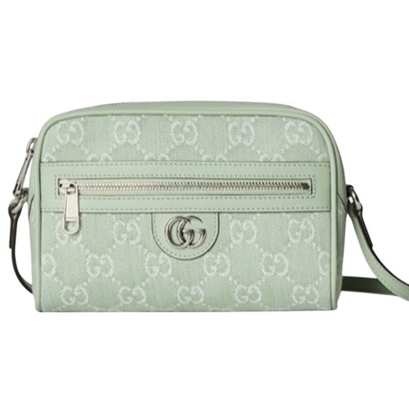 Gucci Ophidia Mini Paille Green GG Supreme Canvas Leather Shoulder Bag - Picture 1 of 4